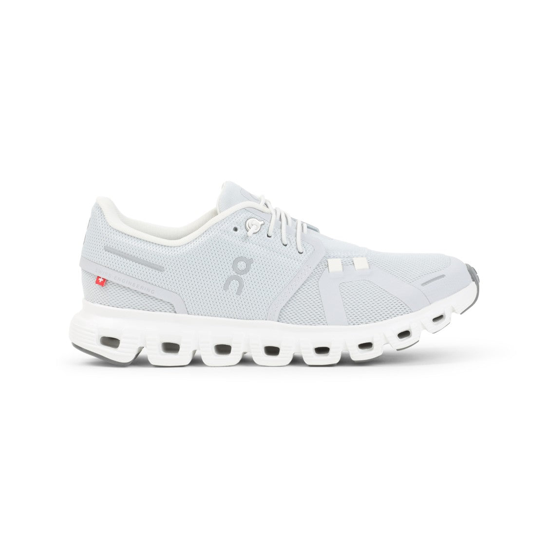 On White Breathable Mesh Sneakers With Shock Absorbing Sole