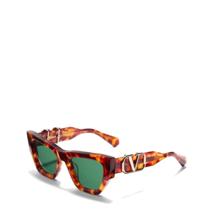 Valentino V - Sette Angular Tortoiseshell Sunglasses