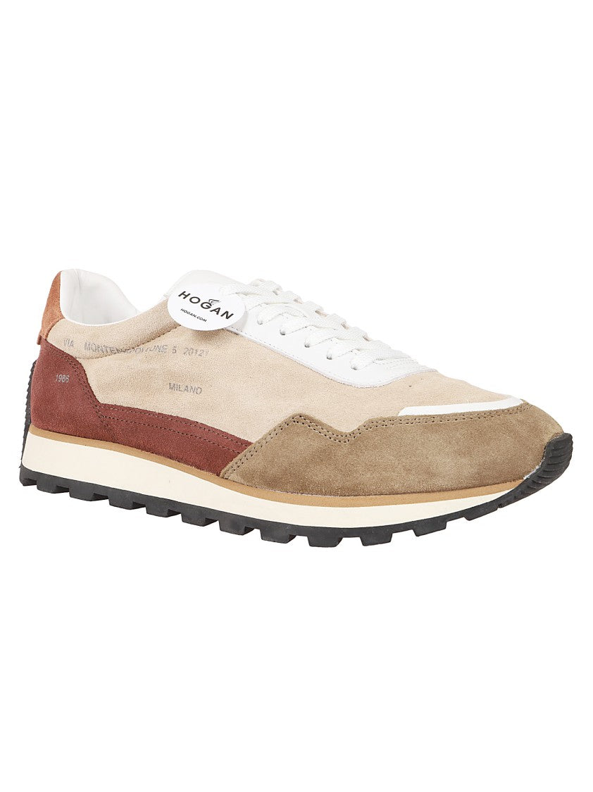 Hogan H672 Layered Suede And Leather Sneakers