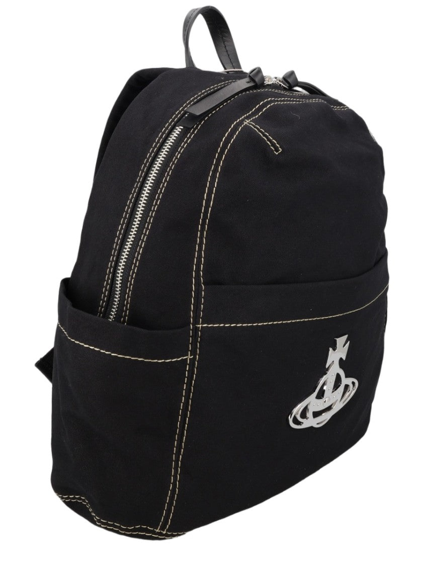 Vivienne Westwood George Rounded Emblem Cotton Backpack