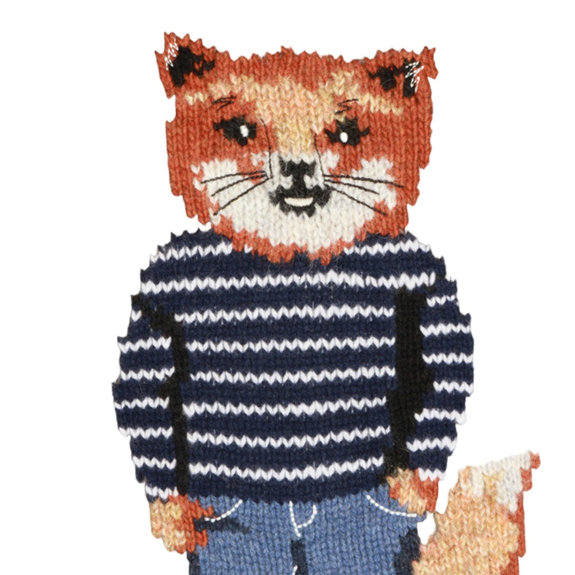 Maison Kitsuné Medium-Brown Knit Sweater With Whimsical Fox Design