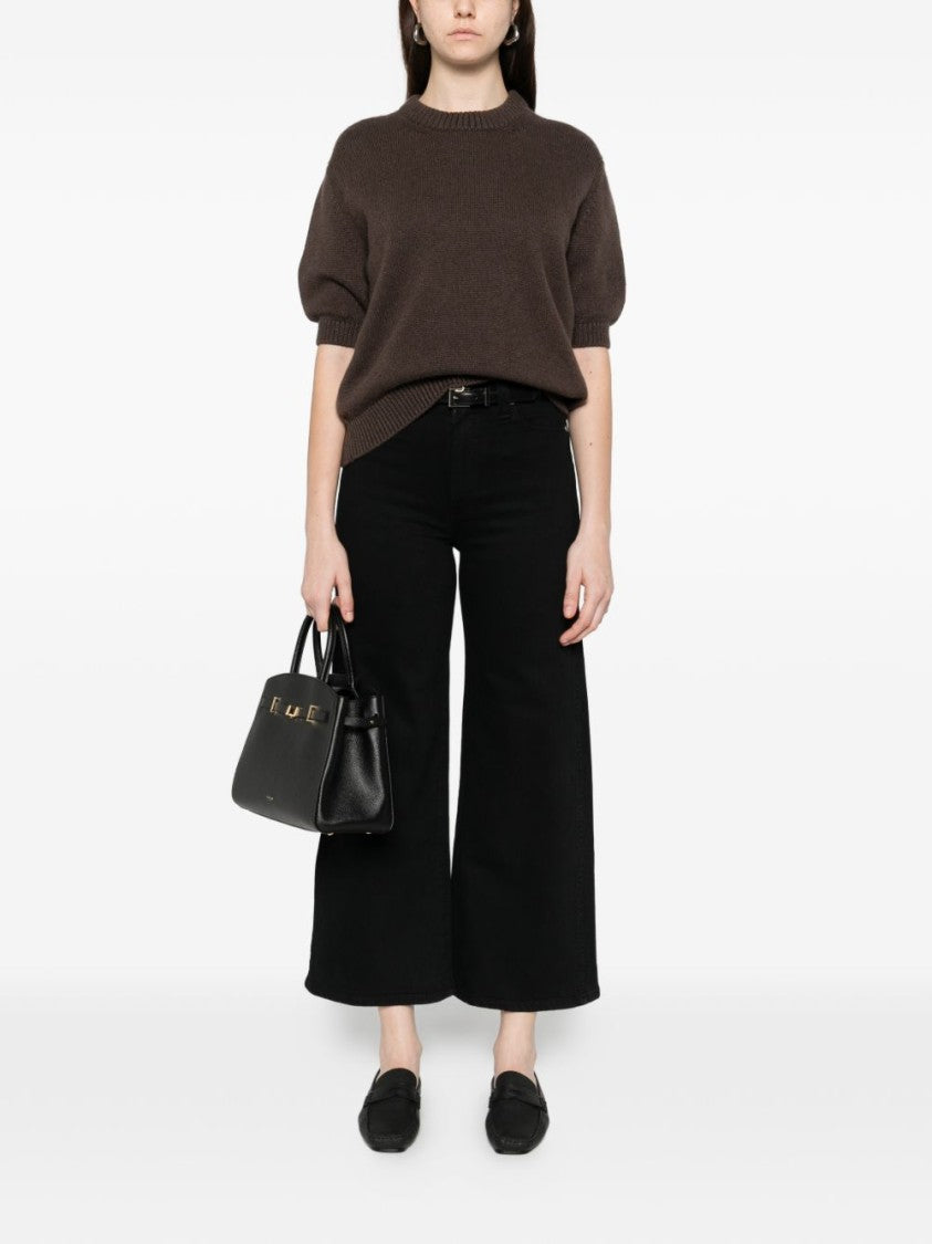 Khaite High-Waisted Black Jeans With Wide Leg Design