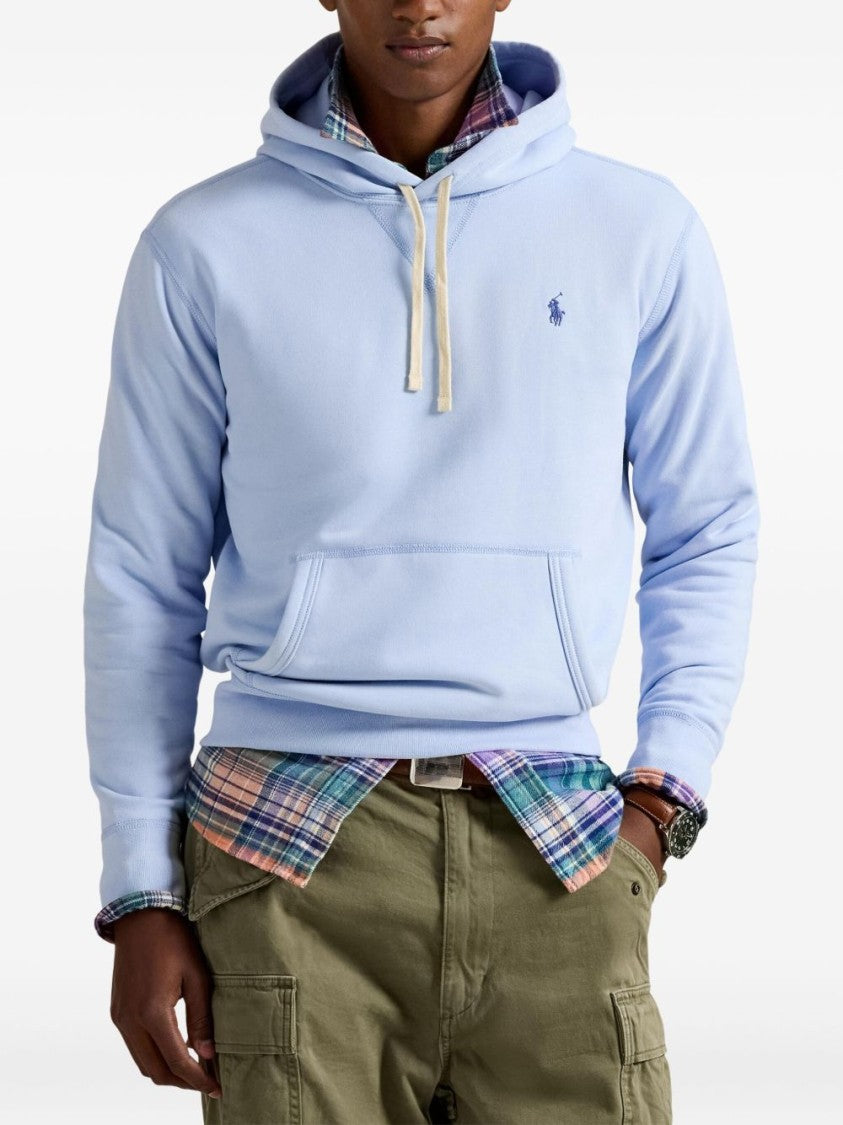 Polo Ralph Lauren Light Blue Drawstring Hooded Sweater With Front Pouch Pocket
