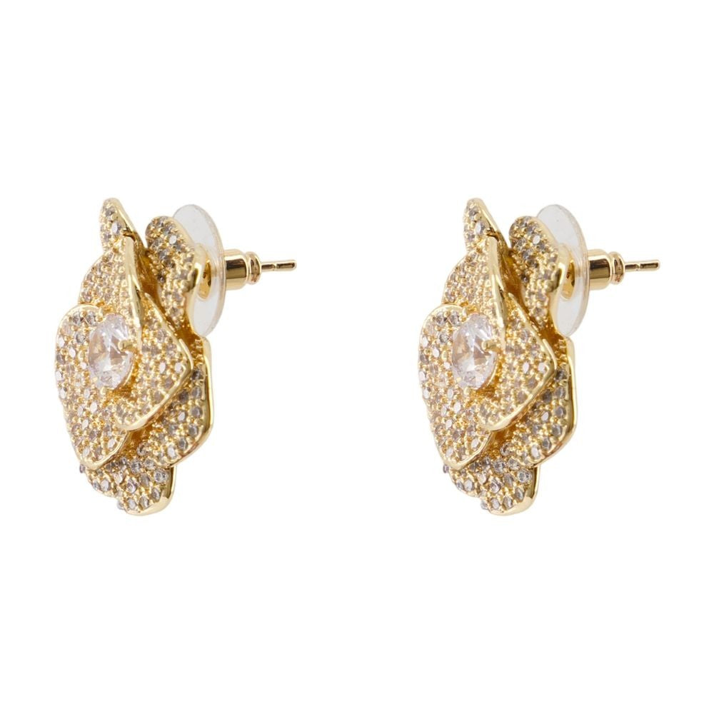 Self-Portrait Crystal Flower Earrings - Silver - Gold