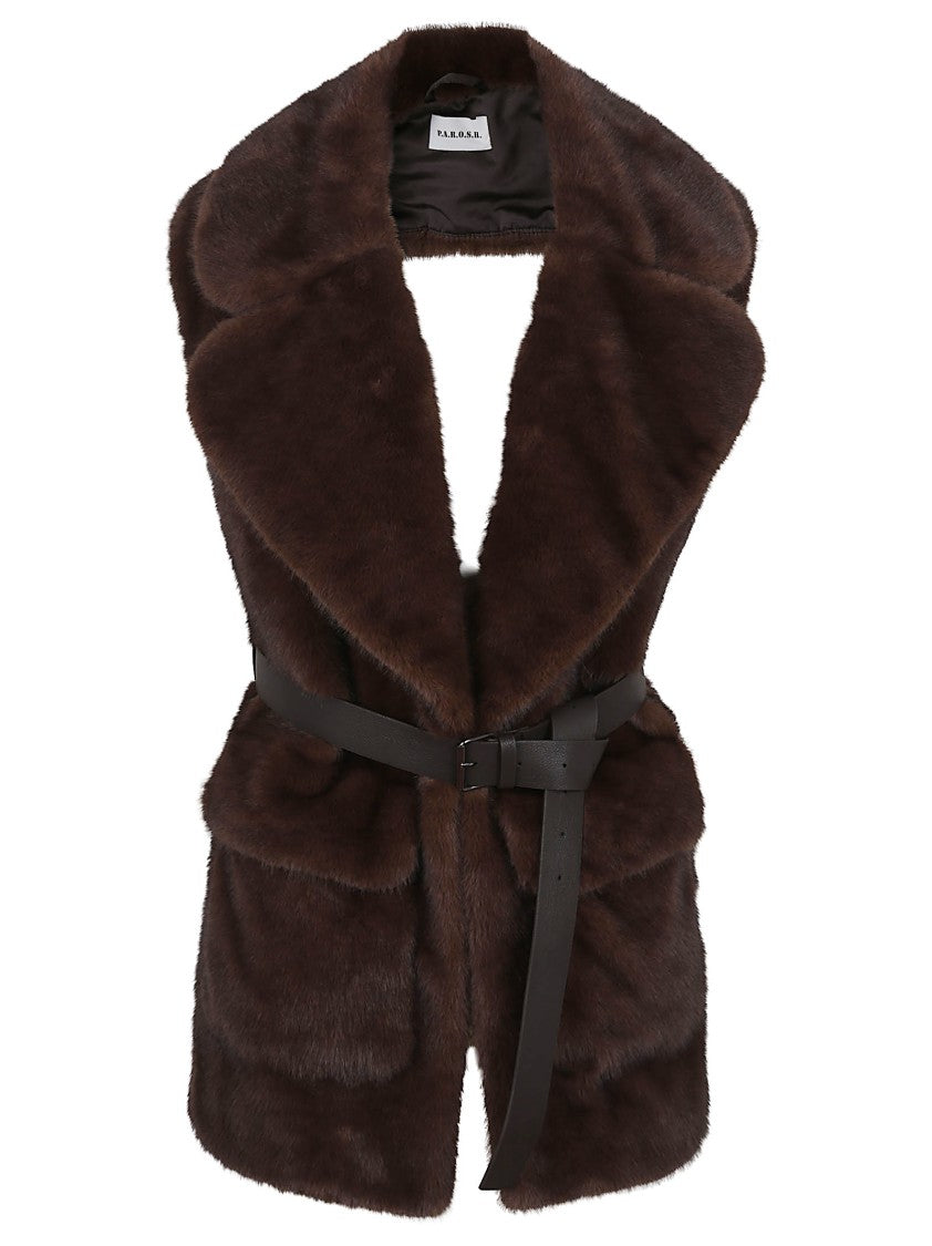 Parosh Sleeveless Faux Fur Vest