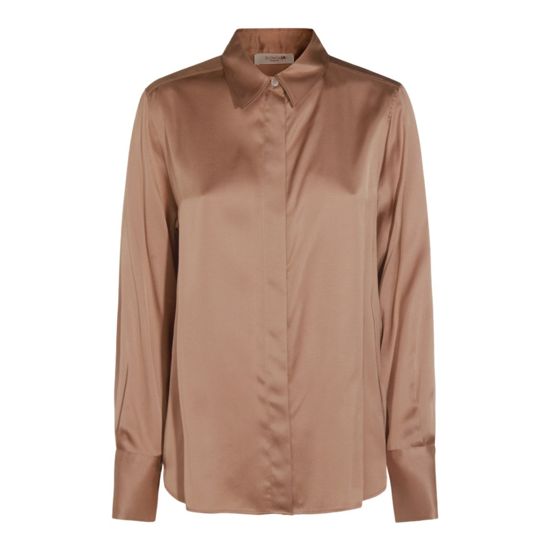 Glanshirt Satin-Finish Warm Brown Shirt With Classic Collar