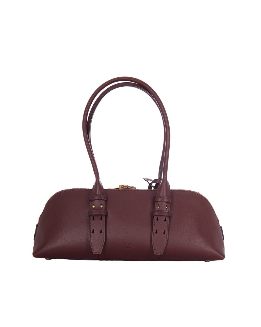 Pinko Structured Bowling Bag In Deep Burgundy