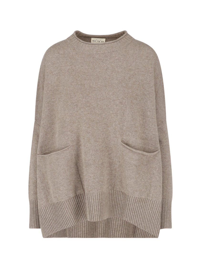 Ma'ry'ya Taupe Knit Sweater With Virgin Wool And Cashmere Blend