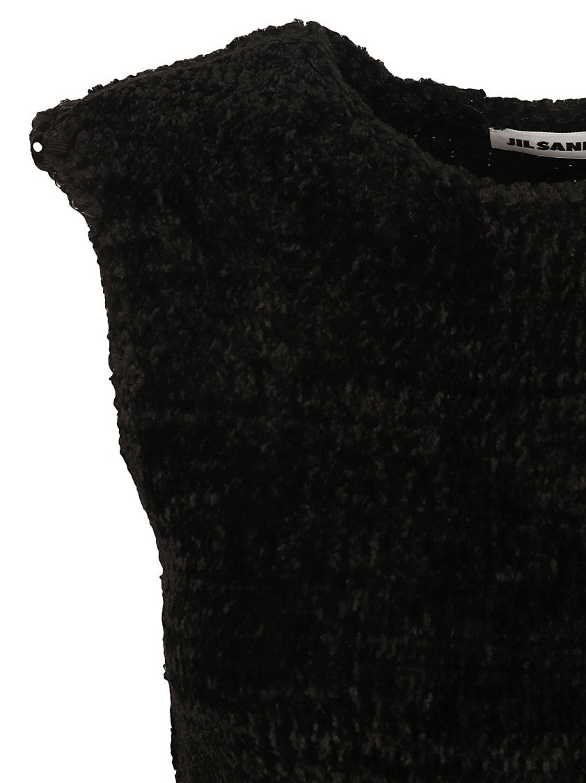 Jil Sander Textured Black Top With Cut-Out Waist