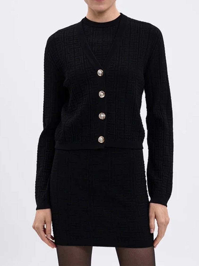 Balmain Black Classic Short Cotton Cardigan