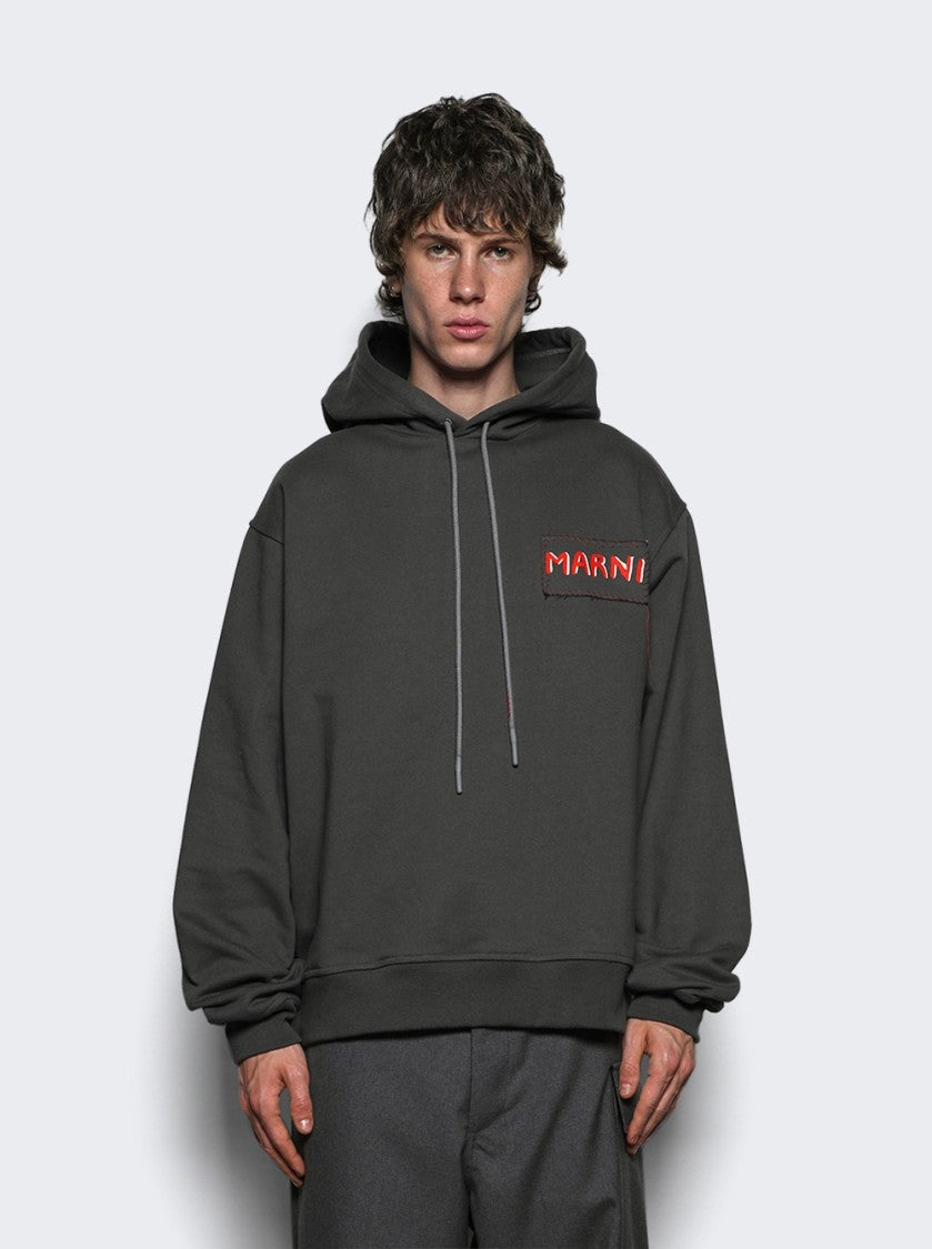 Marni Relaxed-Fit Grey Hoodie With Oversized Sleeves