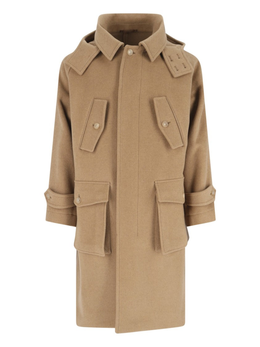 Caruso Foscari Beige Hooded Wool Coat