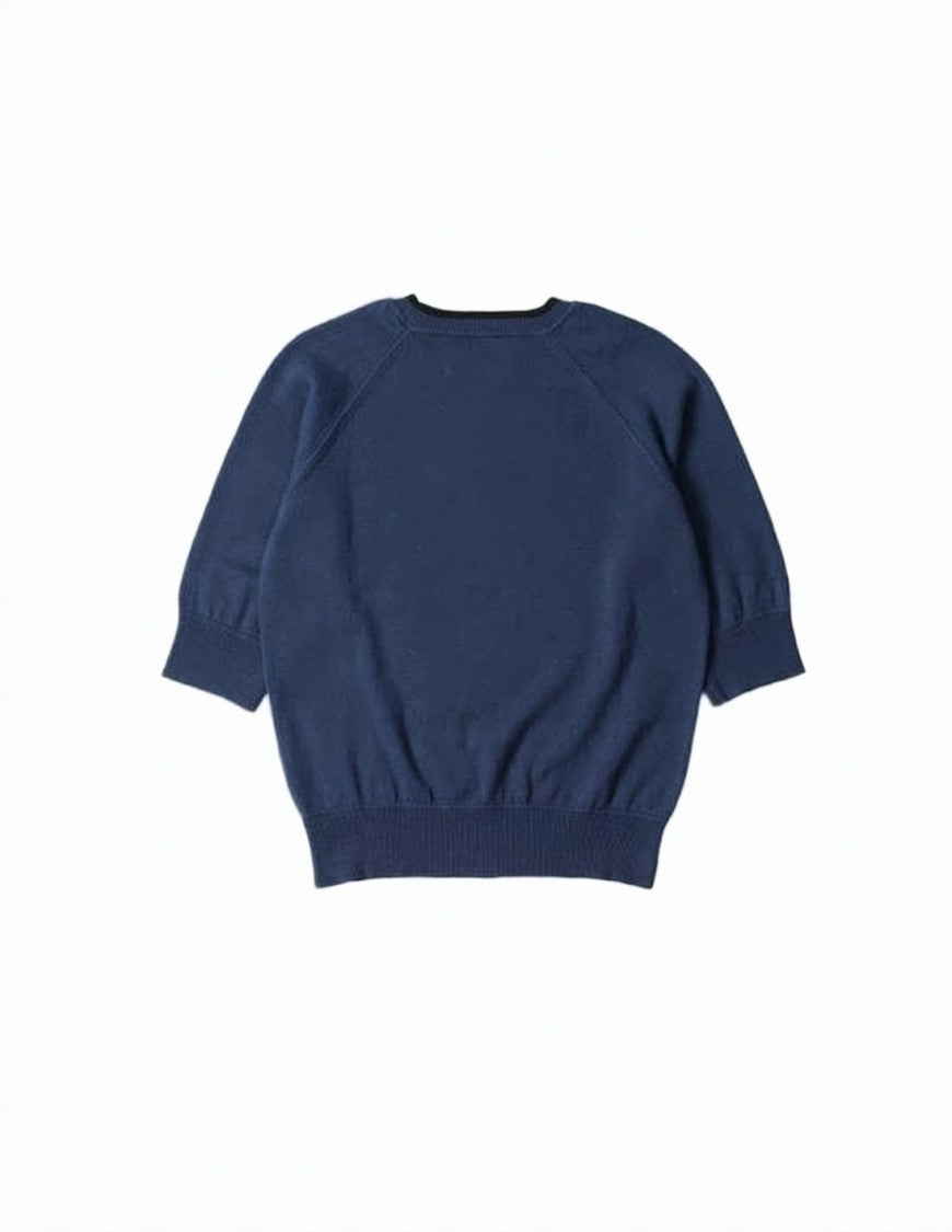 Margaret Howell Short-Sleeved Knit Top With Ribbed Hem And Cuffs