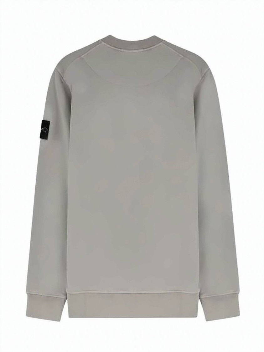 Stone Island Grey Long-Sleeve Sweatshirt With Iconic Patch
