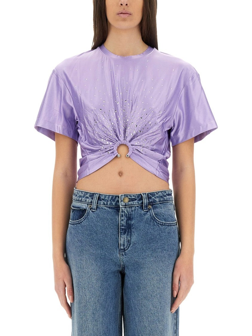 Rabanne Cropped Front Twist T-Shirt