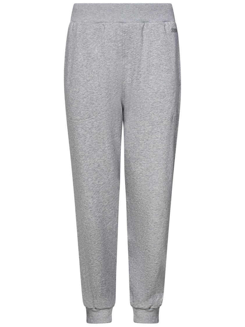 Zegna Melange Grey Cotton Fleece Joggers