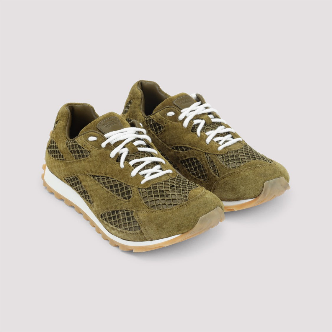 Bottega Veneta Olive Oil Green Suede Calf Leather Orbit Sneakers