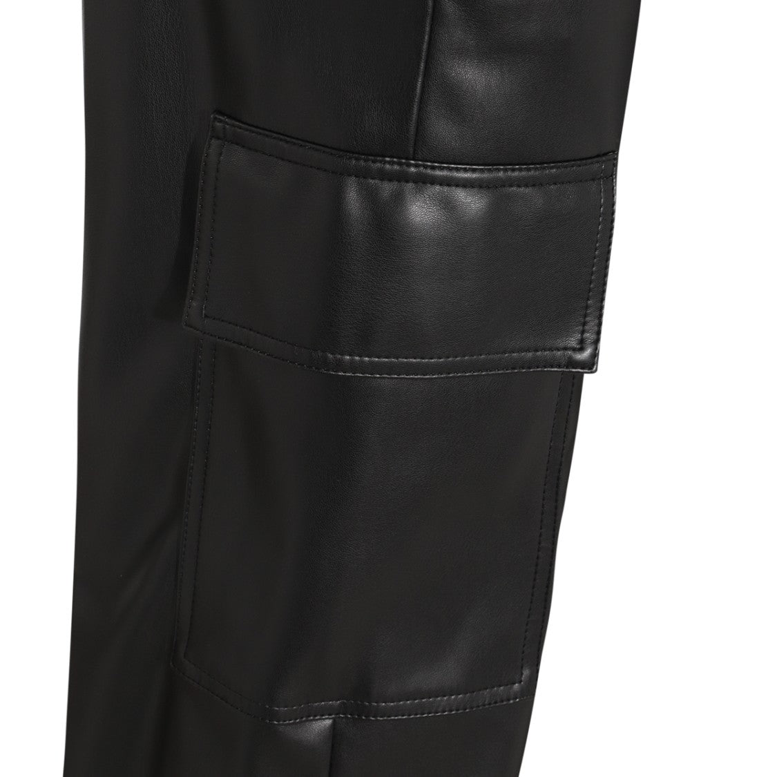 Stella Mccartney Straight Leg Black Faux Leather Trousers With Utility Pockets