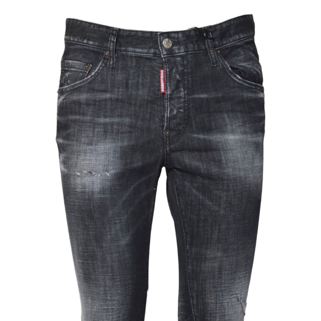 Dsquared2 Slim-Fit Black Washed Denim Jeans With Distressed Details