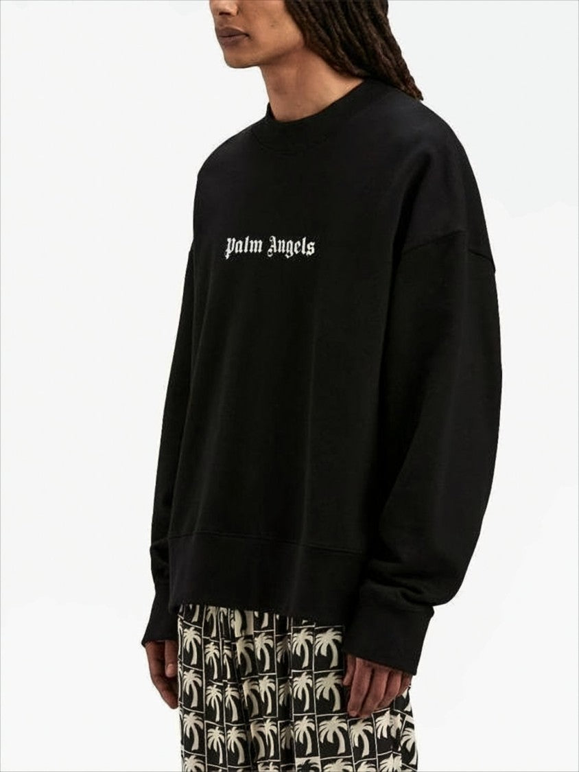 Palm Angels Black Long-Sleeve T-Shirt With Gothic Logo