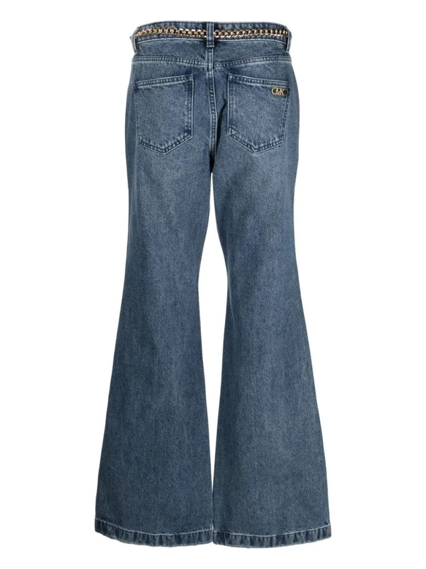 Michael Kors High-Waisted Flared Jeans With Chain Belt Detail