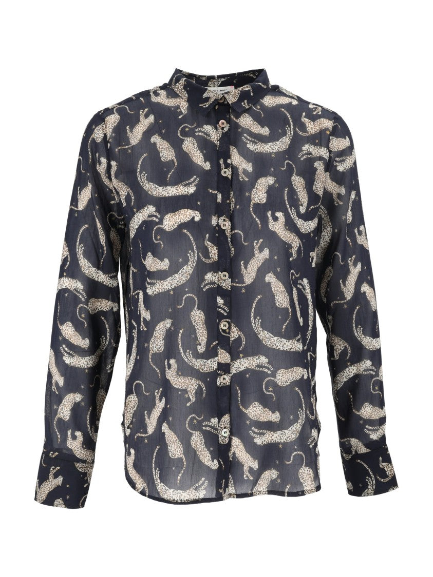 Forte Forte Cotton-Silk Voile Royal Leopard Shirt