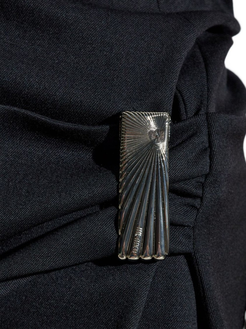 The Attico Strapless Black Mini Dress With Metallic Plate
