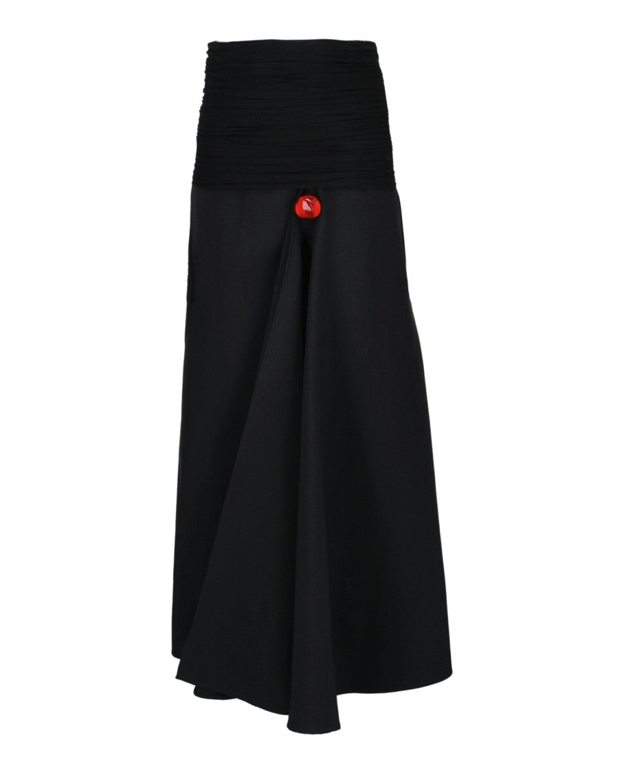 Ferragamo Ruched Jersey-Waist Slit Hem Midi Skirt