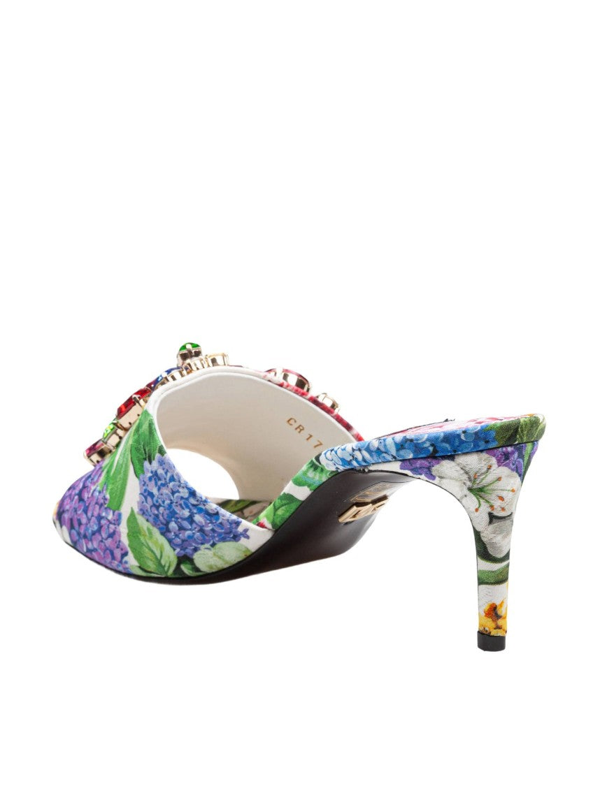 Dolce & Gabbana Beige Floral Brocade Mules