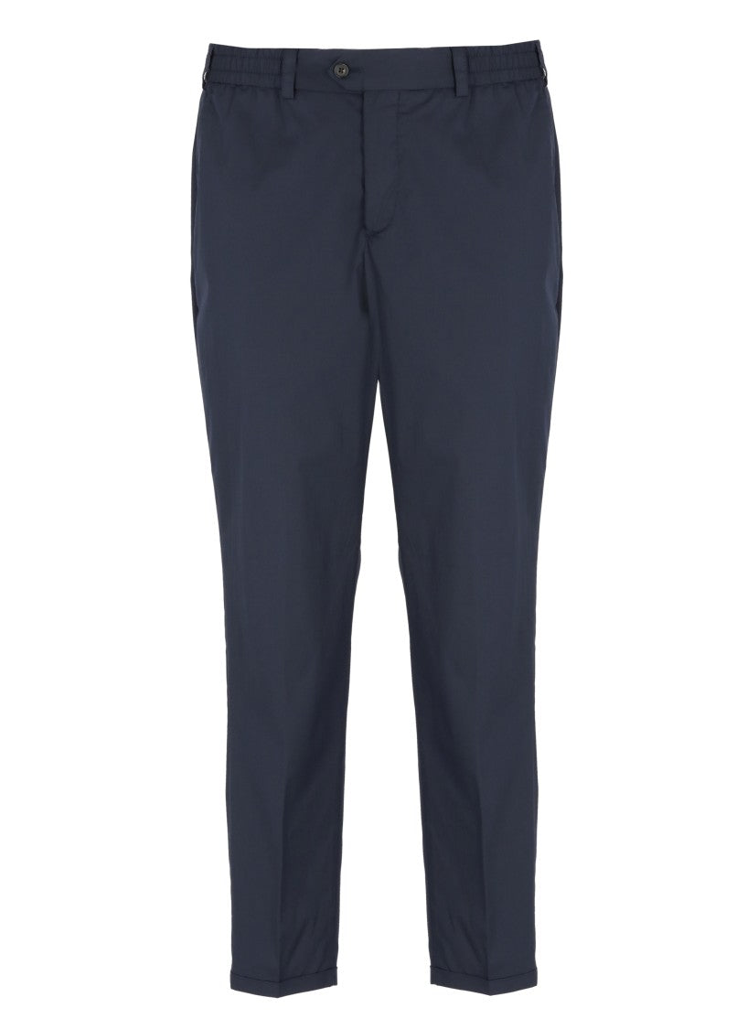 Pt Torino Blue Cotton Straight-Leg Pants