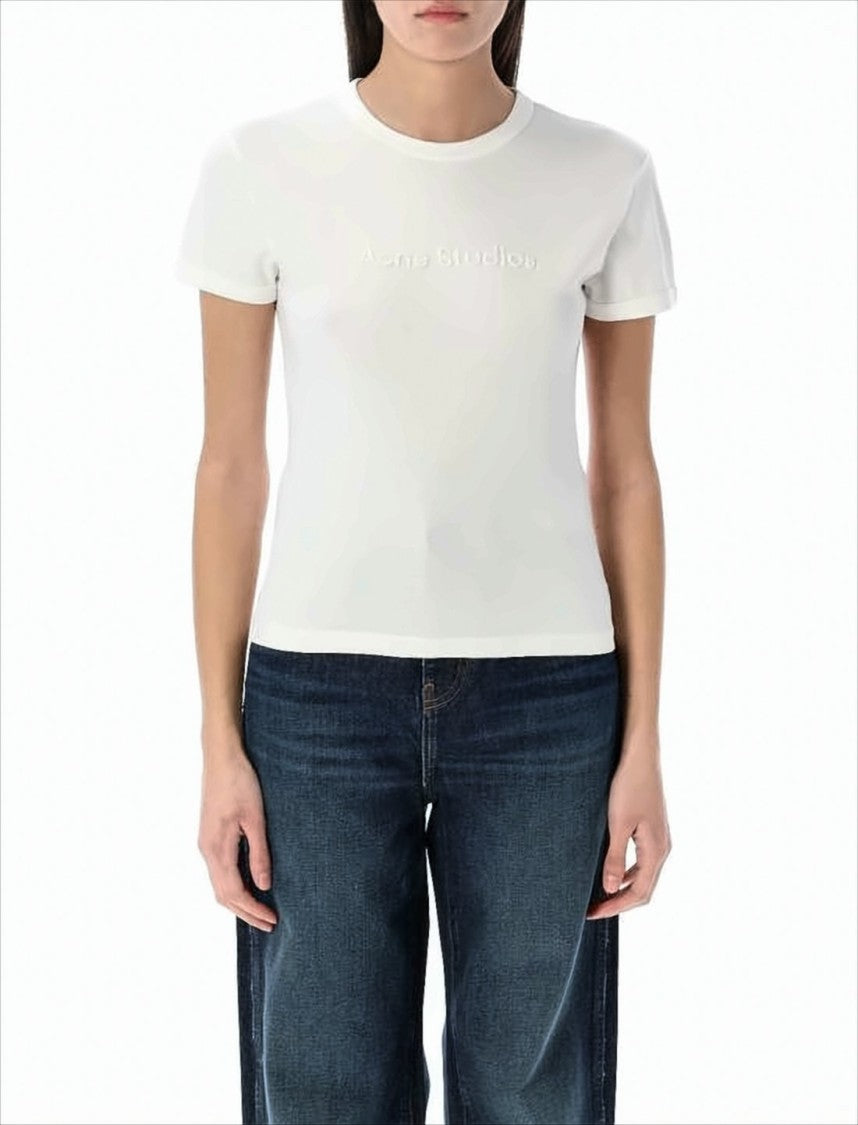Acne Studios Fitted Cotton T-Shirt With Embossed Detail