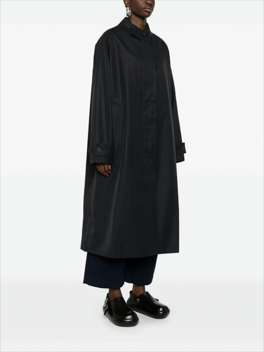 Studio Nicholson Black Coat With Concealed Button Placket