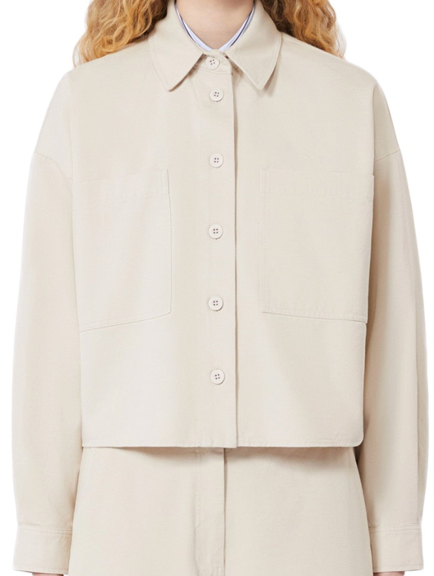 Max Mara Cropped Jacket With Classic Collar And Asymmetrical Hem