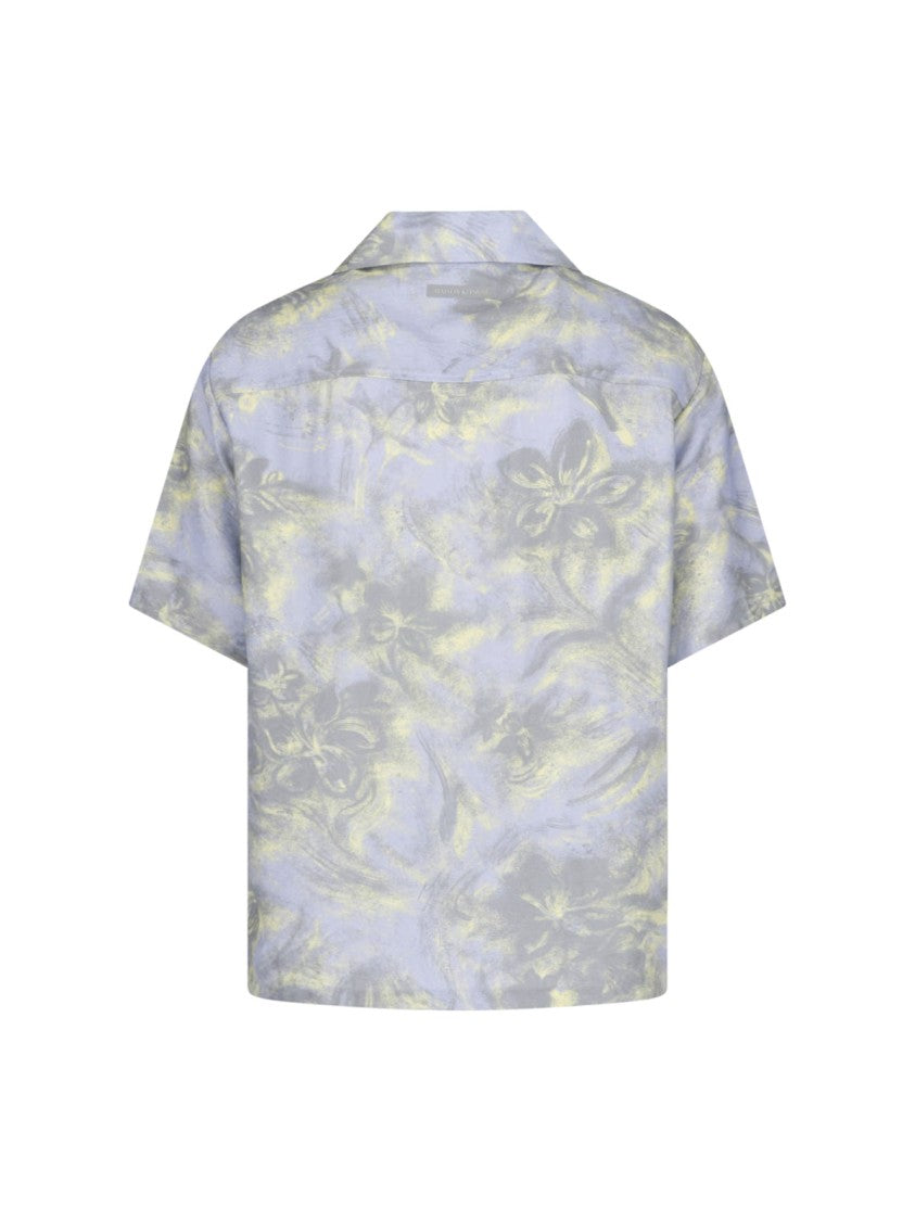 Maison Kitsuné Azure Floral Print Cotton Camp Shirt