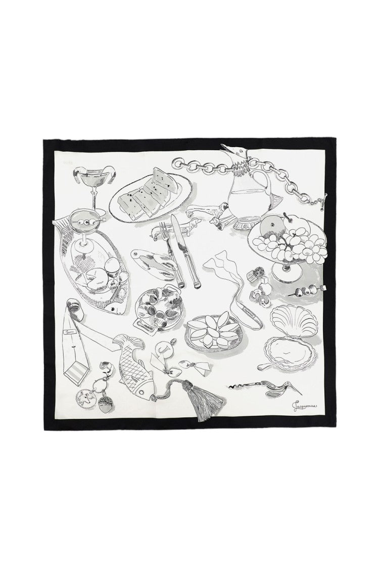 Jacquemus Multicolor Cocktail Print Silk Square Scarf