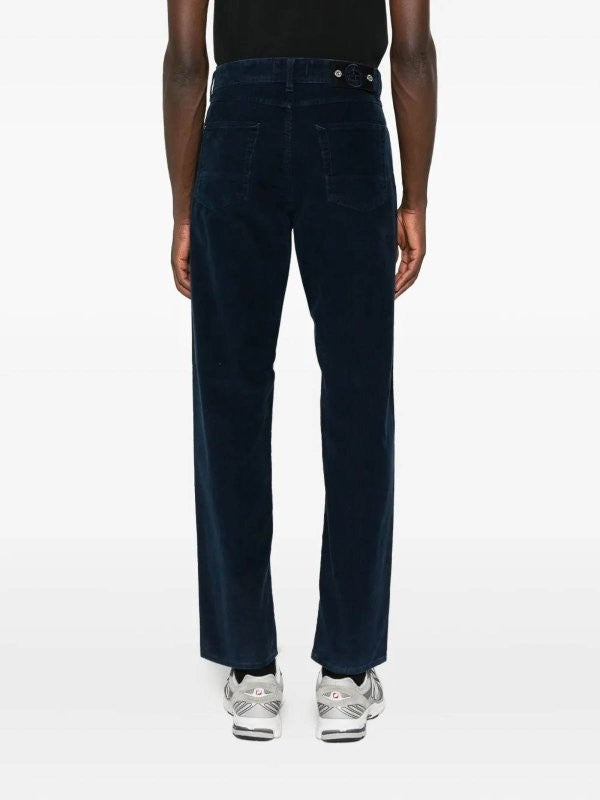 Stone Island Navy Cotton-Polyester Blend Corduroy Trousers