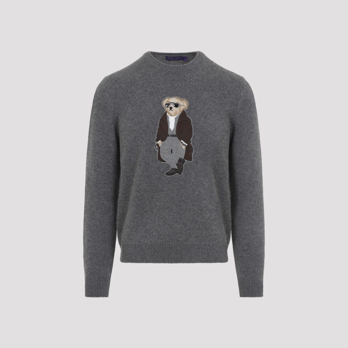Ralph Lauren X Purple Label Medium Grey Melange Cashmere Bear Pullover