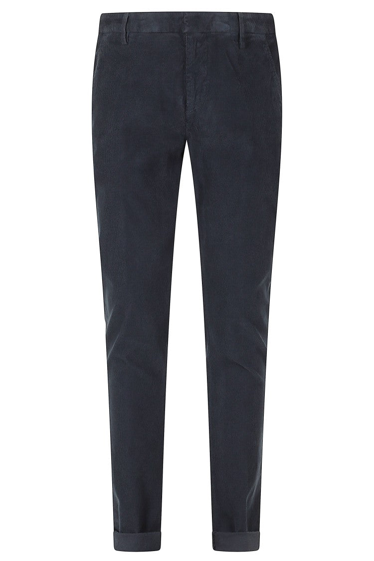 Dondup Gaubert Blue Velvet Cotton-Blend Straight-Leg Pants