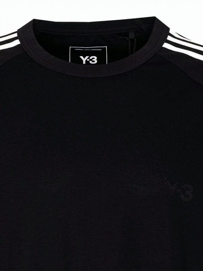 Y-3 Black Short-Sleeve T-Shirt With Triple Stripe Detail