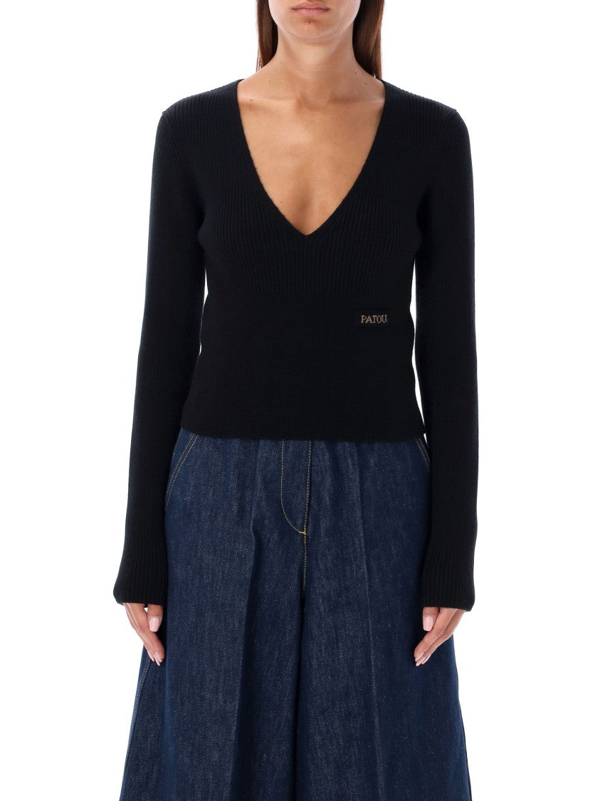 Patou V-Neck Knit Patch Logo