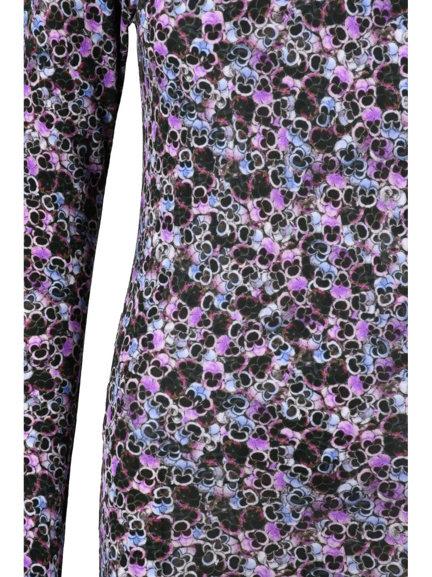 Isabel Marant Long Fitted Dress With Floral Pattern And High Neckline