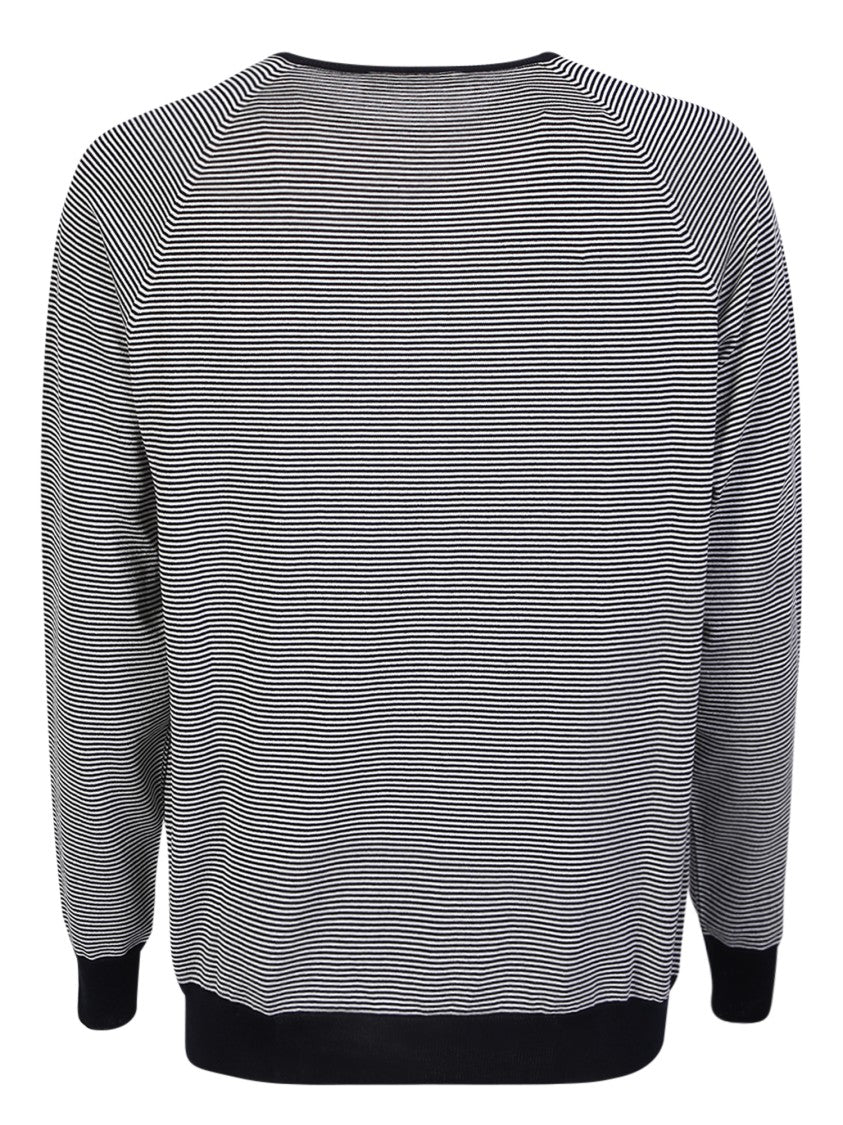 Lardini Blue Striped Contrast-Trim Sweatshirt