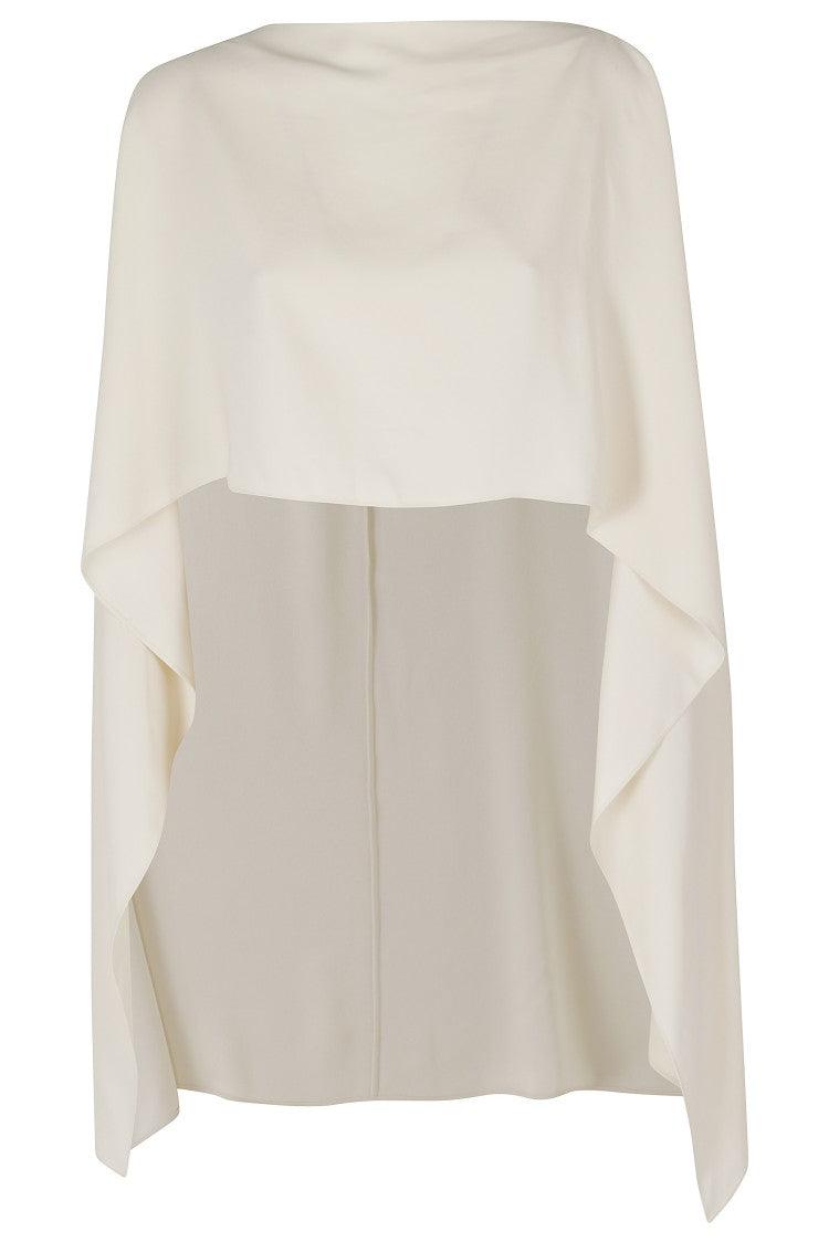 Alberta Ferretti Ivory Asymmetrical Hem Viscose Cape