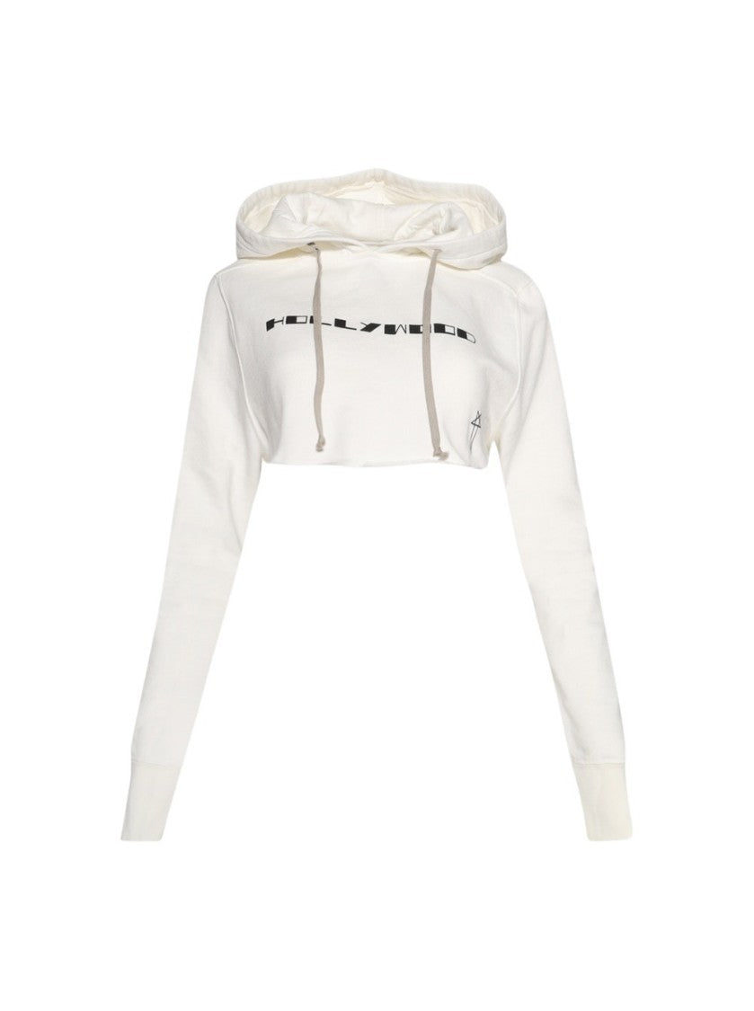 Drkshdw By Rick Owens Cropped Hoodie Milk And Black