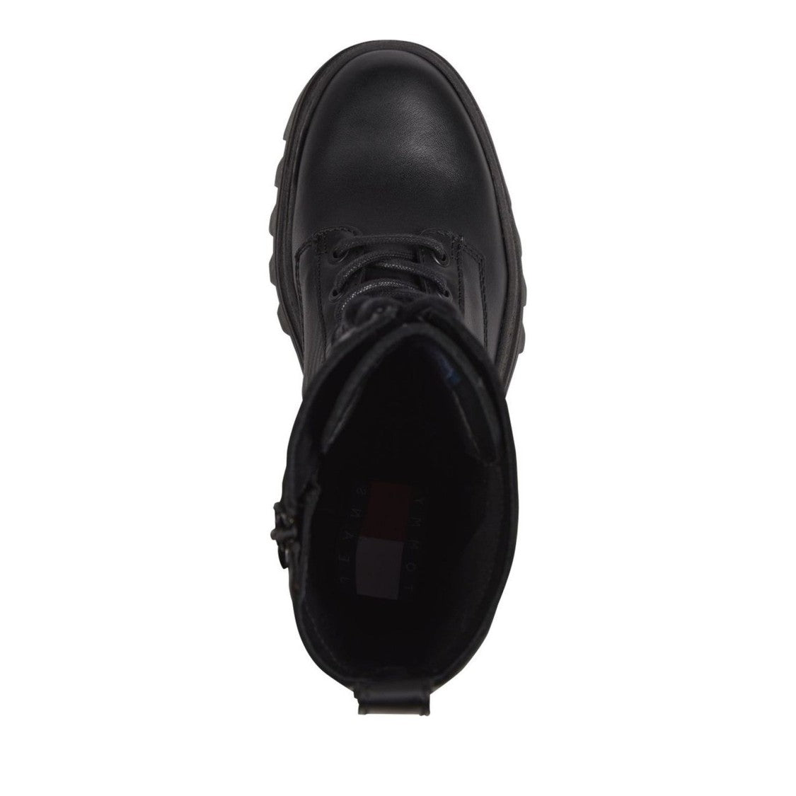 Tommy Jeans Twelve Black Sleek Lace-Up Leather Boots