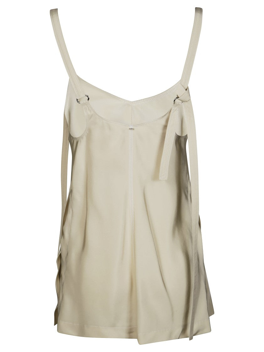 Sportmax Scoop Neck Viscose Top With Side Slits And Elegant Ties