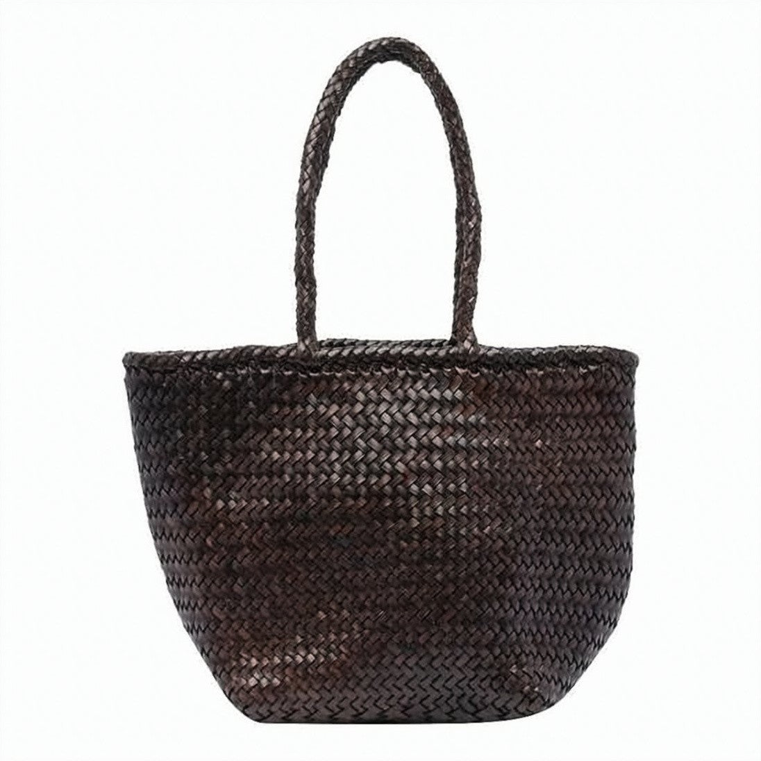 Dragon Diffusion Woven Dark Brown Calf Leather Tote Bag