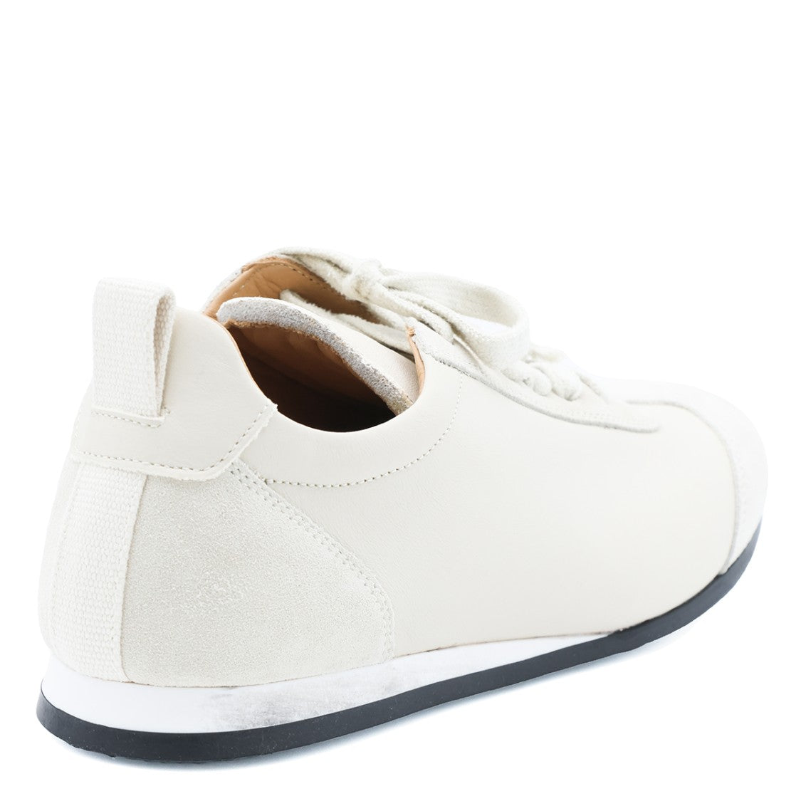 Uma Wang Off-White Leather Suede Inserts Low-Top Sneakers