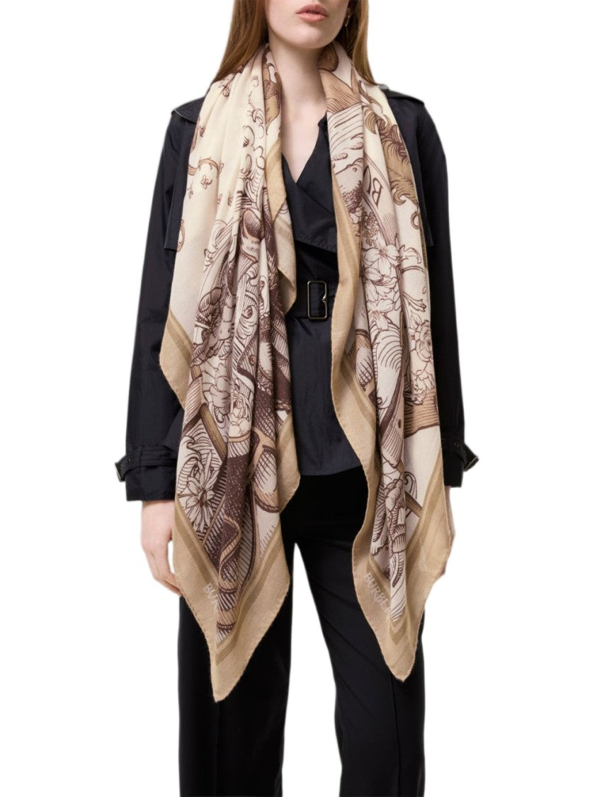 Burberry Vintage-Inspired Floral Print Rectangular Scarf