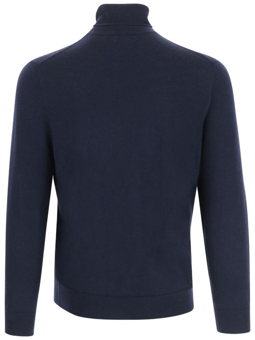Polo Ralph Lauren Navy Embroidered Logo Turtleneck Wool Sweater